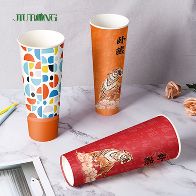Taza de café reutilizable impresa del papel del festival alrededor de la forma