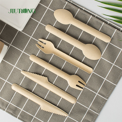 Sistema disponible biodegradable de encargo de la cuchara de la bifurcación del cuchillo del bagazo de la caña de azúcar de los platos y cubiertos de los cubiertos