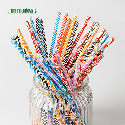Papel biodegradable disponible colorido que bebe a Straw Striped Pattern Food Grade
