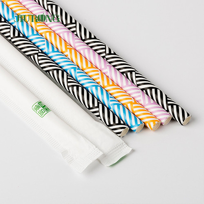 Papel biodegradable disponible colorido que bebe a Straw Striped Pattern Food Grade