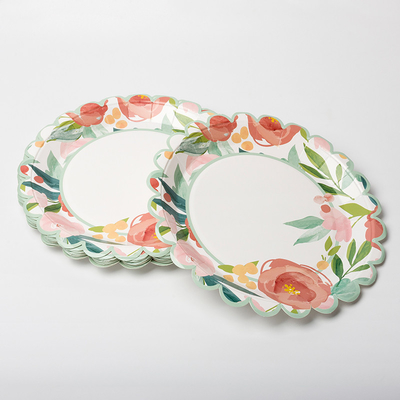 Categoría alimenticia disponible de Valentine Day Party Supplies Tableware de la placa de papel de la ronda de la flor