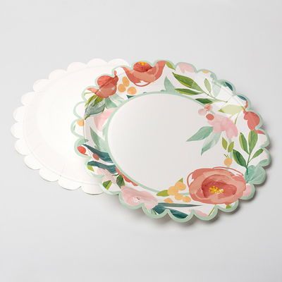 Categoría alimenticia disponible de Valentine Day Party Supplies Tableware de la placa de papel de la ronda de la flor