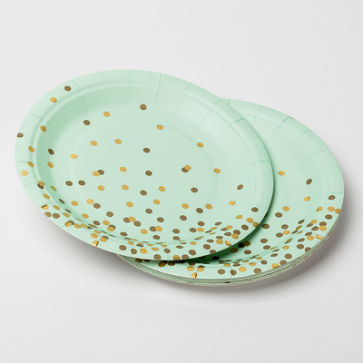 Placas de papel biodegradables sucias antis del FSC con Dot Design de oro