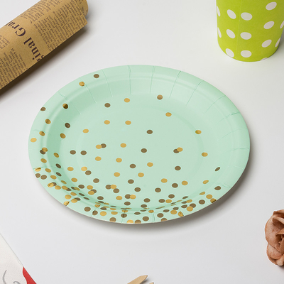 Placas de papel biodegradables sucias antis del FSC con Dot Design de oro