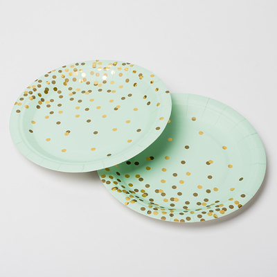 Placas de papel biodegradables sucias antis del FSC con Dot Design de oro