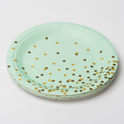 Placas de papel biodegradables sucias antis del FSC con Dot Design de oro