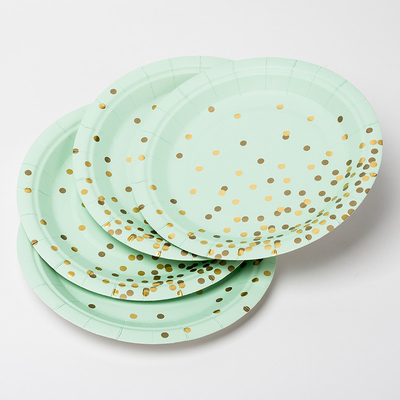 Placas de papel biodegradables sucias antis del FSC con Dot Design de oro