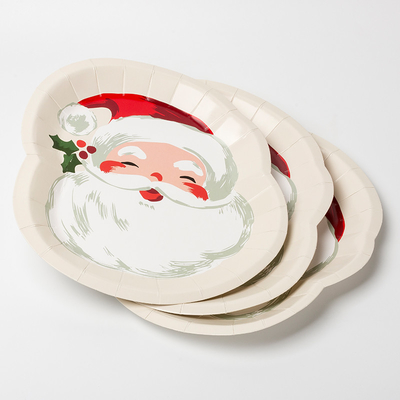 Forma especial disponible de Santa Claus Christmas Party Supplies Set de la placa de papel del FDA