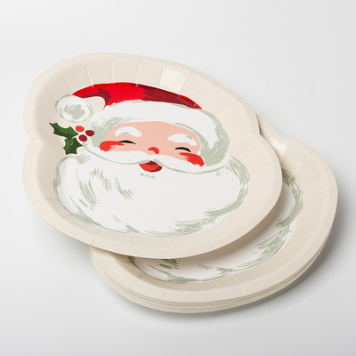 Forma especial disponible de Santa Claus Christmas Party Supplies Set de la placa de papel del FDA
