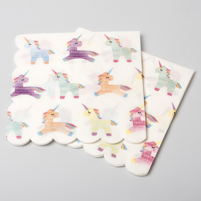 Partido festivo Unicorn Paper Napkin de los cubiertos disponibles biodegradables del comedor
