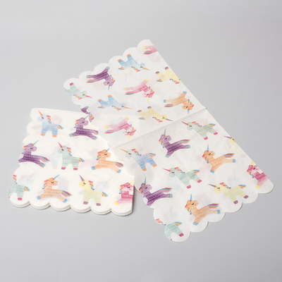 Partido festivo Unicorn Paper Napkin de los cubiertos disponibles biodegradables del comedor