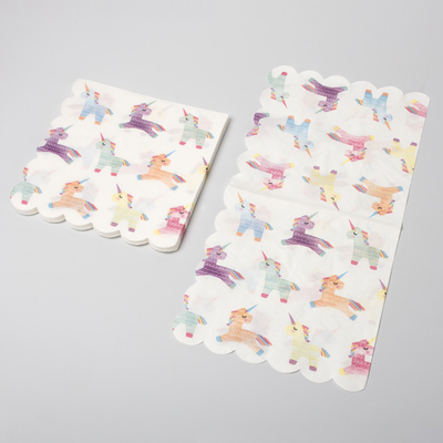 Partido festivo Unicorn Paper Napkin de los cubiertos disponibles biodegradables del comedor