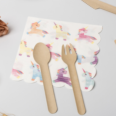 Partido festivo Unicorn Paper Napkin de los cubiertos disponibles biodegradables del comedor