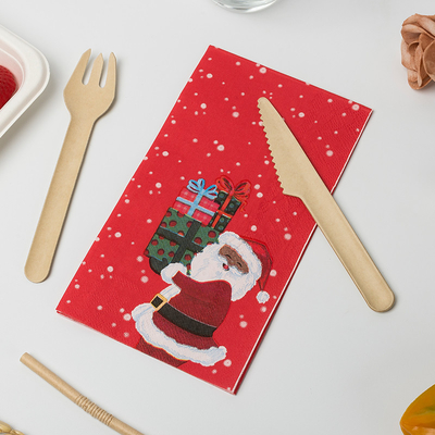 Servilleta disponible biodegradable de Santa Claus Christmas Theme Party Paper de los cubiertos de LFGB