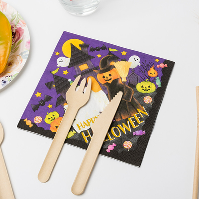 Fuentes locas del partido del tema de Halloween del monstruo de la calabaza de Sprite del partido de la servilleta de papel de la cena de BRC