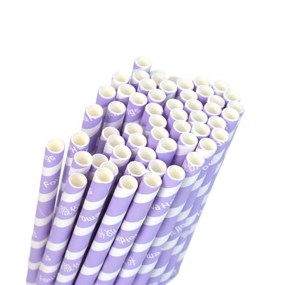 Paja de papel biodegradable con rayas doradas Pajas de Navidad Kraft 5 * 120 mm