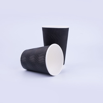 Tazas de papel biodegradables corrugadas marrones Taza de café de bebida caliente de 14 oz
