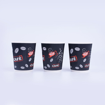 Tazas de papel biodegradables corrugadas marrones Taza de café de bebida caliente de 14 oz
