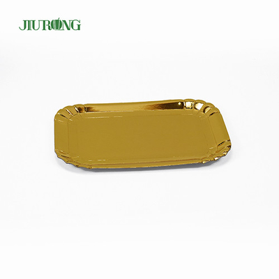 Platos desechables biodegradables de 340*450*20mm platos de papel ecológicos dorados