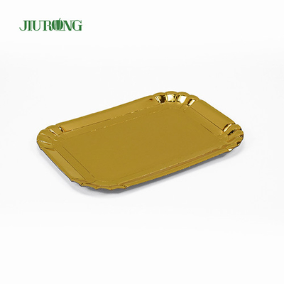 Platos desechables biodegradables de 340*450*20mm platos de papel ecológicos dorados