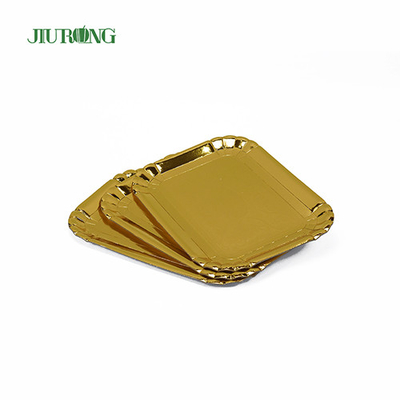 Platos desechables biodegradables de 340*450*20mm platos de papel ecológicos dorados