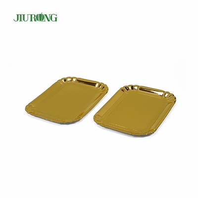 Platos desechables biodegradables de 340*450*20mm platos de papel ecológicos dorados