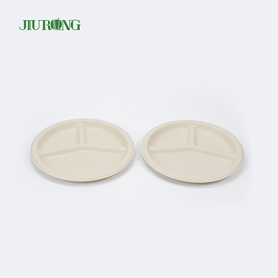 Plato desechable de bagazo de caña de azúcar para pan, forma redonda biodegradable