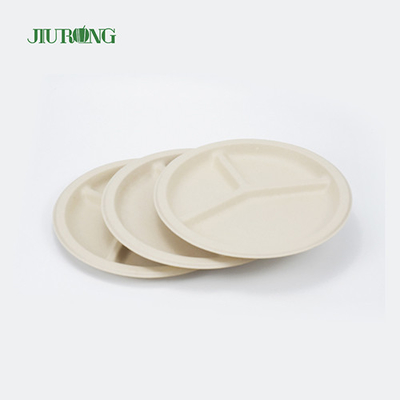 Plato desechable de bagazo de caña de azúcar para pan, forma redonda biodegradable