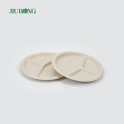 Plato desechable de bagazo de caña de azúcar para pan, forma redonda biodegradable