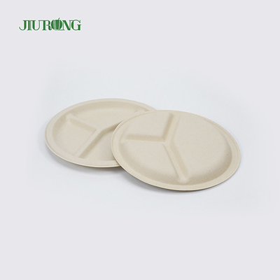 Plato desechable de bagazo de caña de azúcar para pan, forma redonda biodegradable