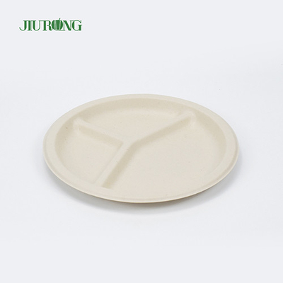 Plato desechable de bagazo de caña de azúcar para pan, forma redonda biodegradable