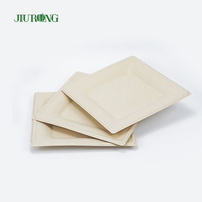 Platos llanos del libro blanco del envase de comida de la caña de azúcar de la laminación mate Jiurong