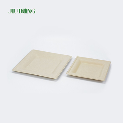 Platos llanos del libro blanco del envase de comida de la caña de azúcar de la laminación mate Jiurong