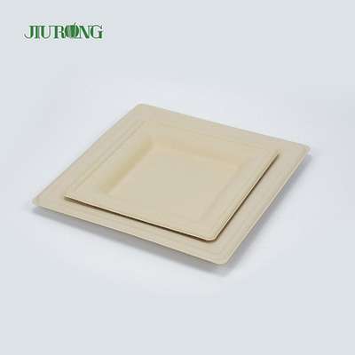 Platos llanos del libro blanco del envase de comida de la caña de azúcar de la laminación mate Jiurong