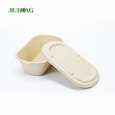Envase de comida para llevar biodegradable de caña de azúcar 650ml papel resistente a la grasa
