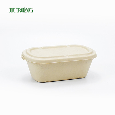 Envase de comida para llevar biodegradable de caña de azúcar 650ml papel resistente a la grasa