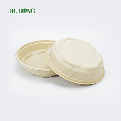 Cuenco de papel biodegradable disponible redondo compostable del envase de comida de la caña de azúcar