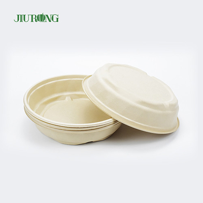 Cuenco de papel biodegradable disponible redondo compostable del envase de comida de la caña de azúcar