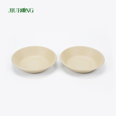 Recipiente de comida de bagazo de caña de azúcar barnizado desechable forma redonda 175mm
