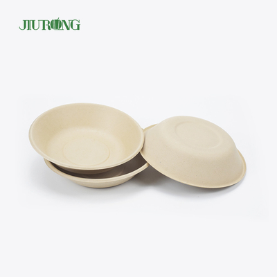 Recipiente de comida de bagazo de caña de azúcar barnizado desechable forma redonda 175mm