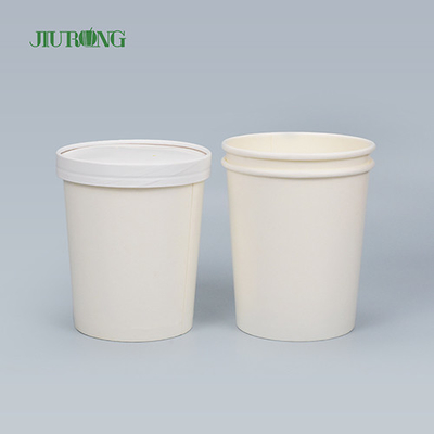 Tazón de fuente de papel biodegradable blanco del hogar logotipo de encargo de la prenda impermeable de 8 onzas