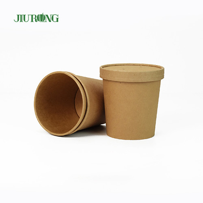 Ensalada Kraft Tazón de papel biodegradable 8oz Eco Friendly PLA Tapa
