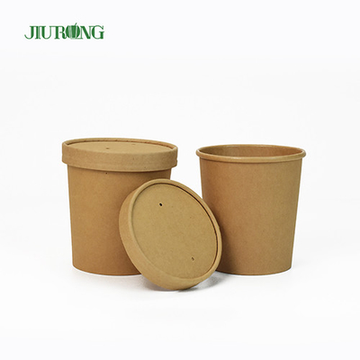 Ensalada Kraft Tazón de papel biodegradable 8oz Eco Friendly PLA Tapa