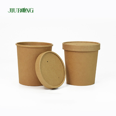Ensalada Kraft Tazón de papel biodegradable 8oz Eco Friendly PLA Tapa