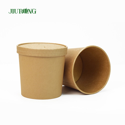 Tazones de fuente de papel biodegradables del cuenco de la taza de papel del vajilla de 16 onzas pequeños con las tapas