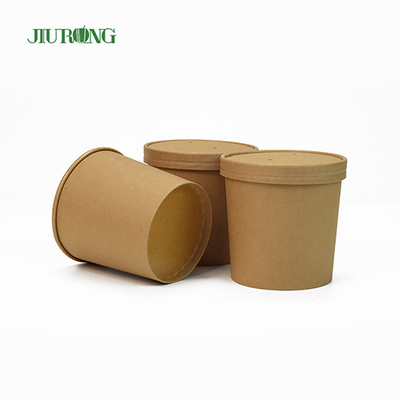 Tazones de fuente de papel biodegradables del cuenco de la taza de papel del vajilla de 16 onzas pequeños con las tapas