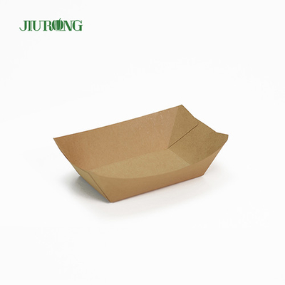 Contenedores de papel desechables reciclables Bandeja de comida kraft ecológica 75 mm