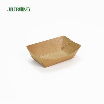 Contenedores de papel desechables reciclables Bandeja de comida kraft ecológica 75 mm