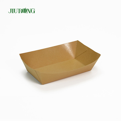 Contenedores de papel desechables reciclables Bandeja de comida kraft ecológica 75 mm