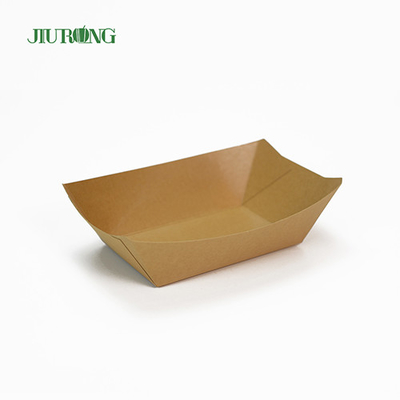 Contenedores de papel desechables reciclables Bandeja de comida kraft ecológica 75 mm